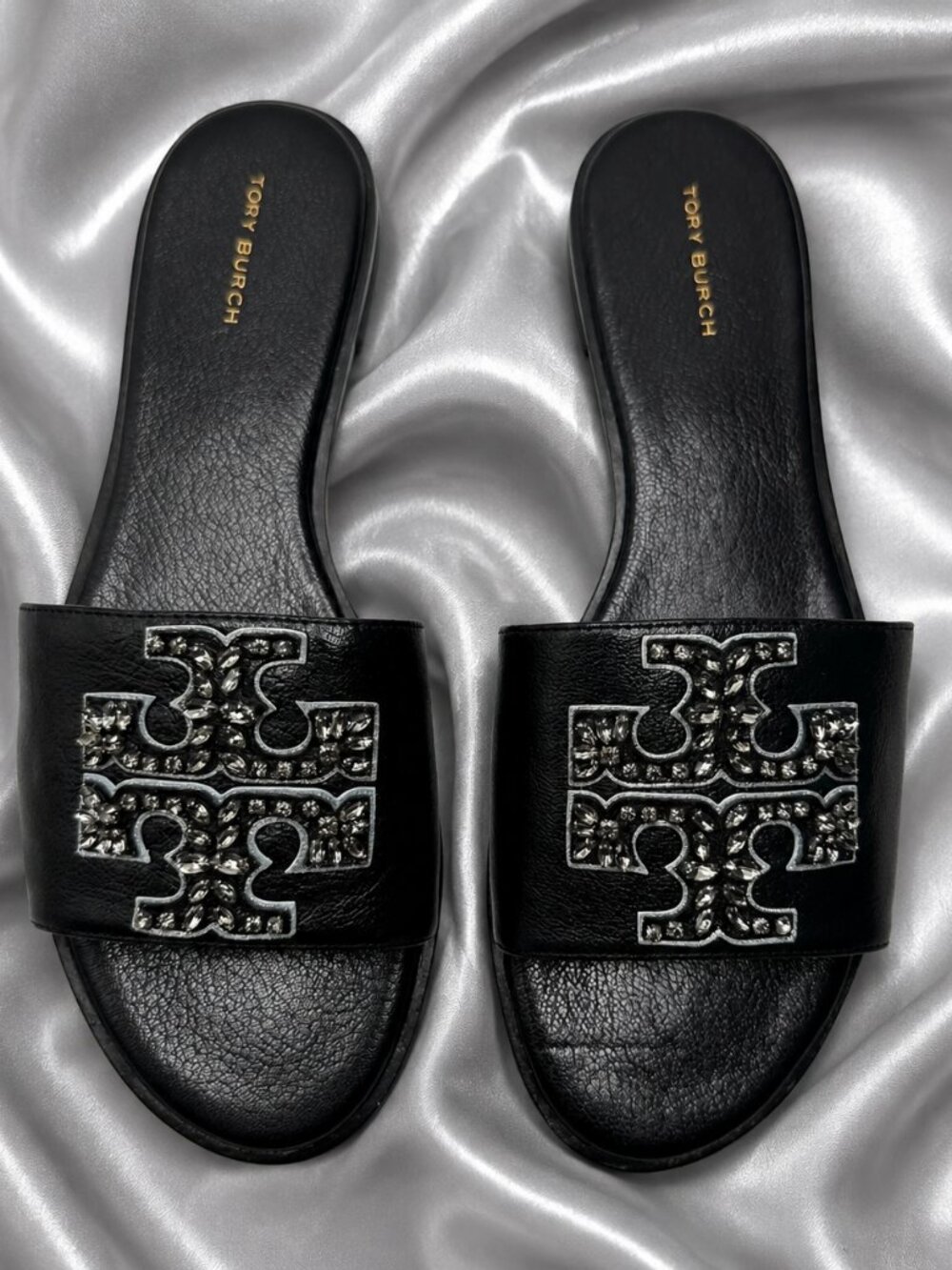 LIKE NEW Tory Burch Everly Crystal Slide Sandals